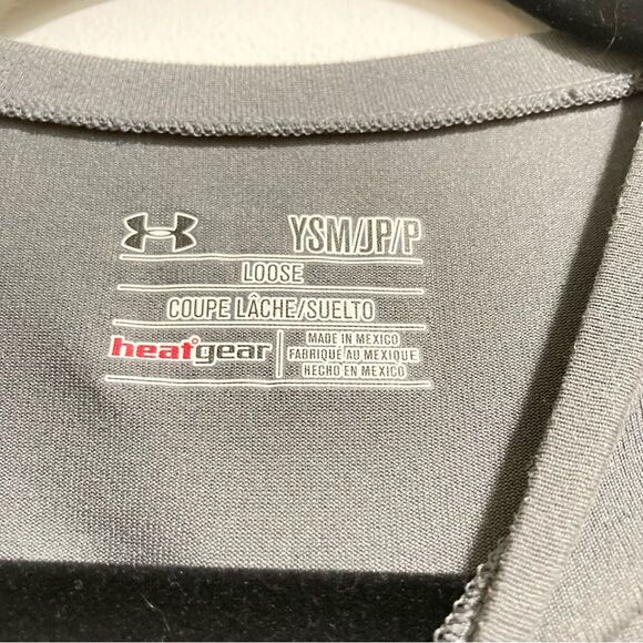 UNDER ARMOUR Loose Heat Gear Athletic Tshirt Lime Green Gray Youth Small - Picture 8 of 12